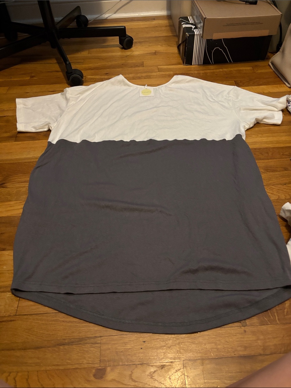 Women’s Short Sleeve Two-Tone Tee — White and Gray